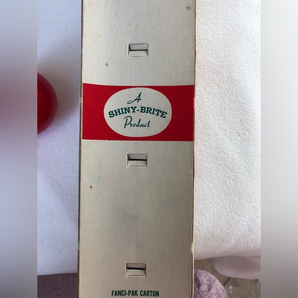 Vintage Shiny Brite Red Jumbo Fanci-Pac Long Christmas Tree Box Glass Ornaments - Picture 8 of 10
